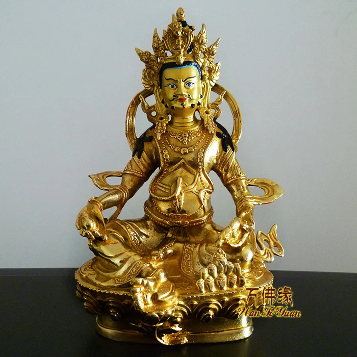 Collection- HOME House efficacious Talisman Protection # Tibetan Buddhism Yellow mammon Zanbala gilding brass gold Buddha statue