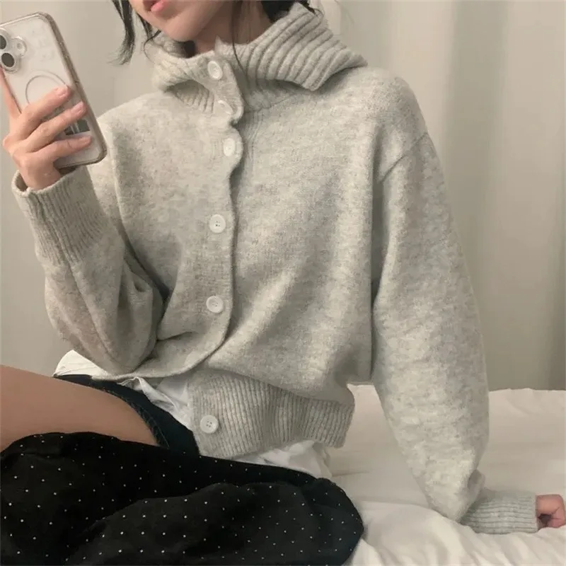 Cardigan tricoté Long et ample pour femmes, Chic, décontracté, boutonné, pull à capuche, polyvalent, confortable, paresseux