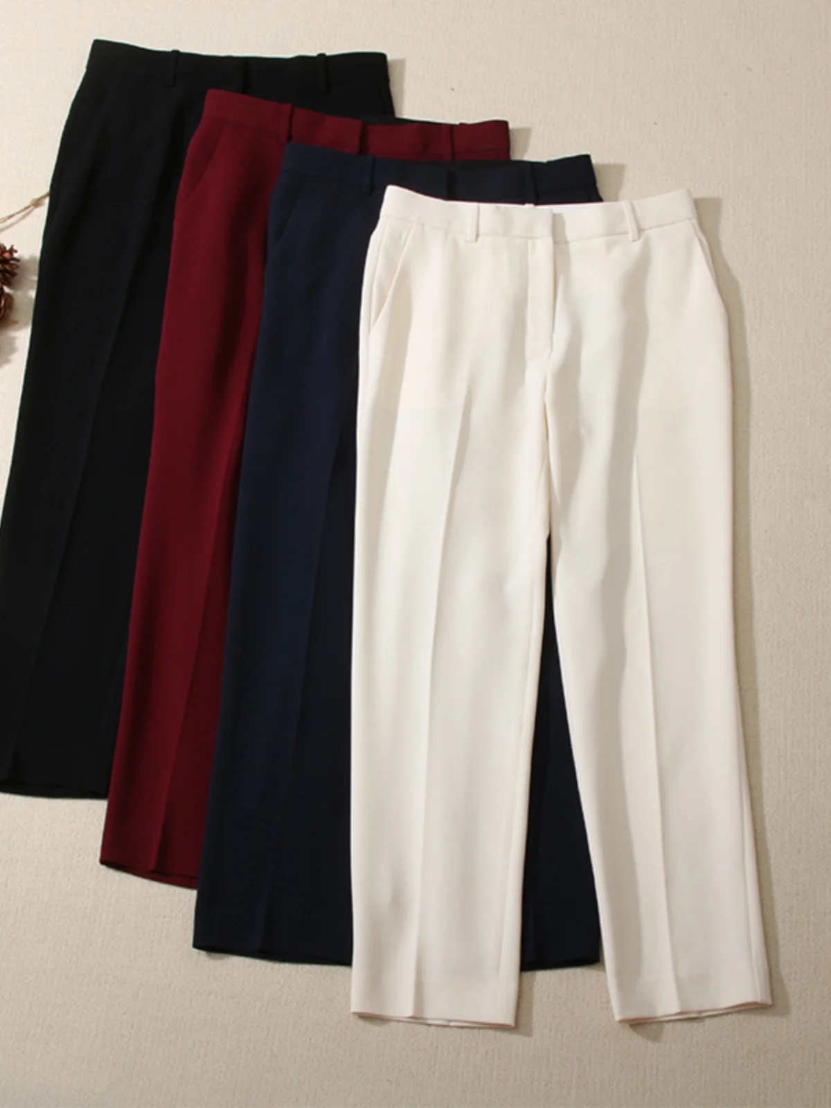 High Waist Slim Fit Tee-acetate Busin Pants Confident High-end Feel Easy Wear Polyester Fiber Commute Sle Seven/Nine-L...