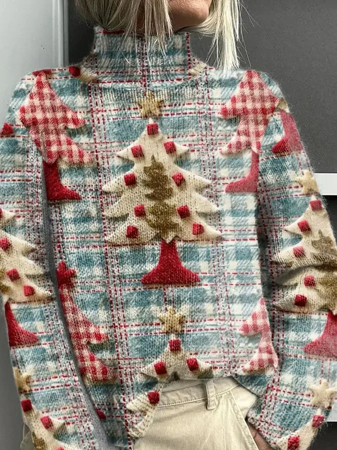 Outono inverno camisola feminina casual moda quente aconchegante pele-amigável macio uso diário santa hoodie presente de natal malha topo ​