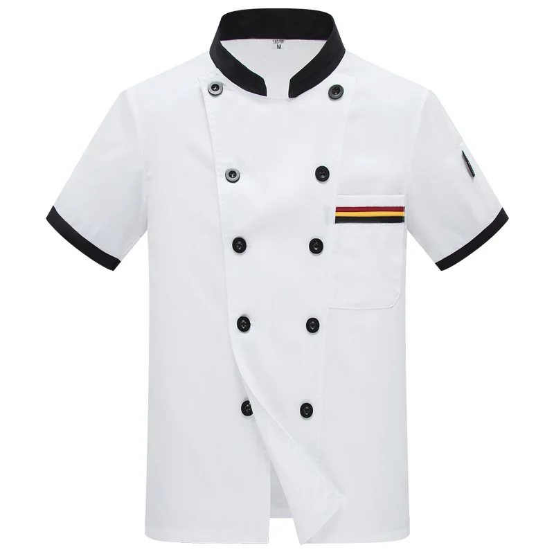 Abbigliamento da lavoro unisex per chef estivo, catering, casa da tè, cucina dell'hotel, uniforme traspirante a maniche lunghe corte