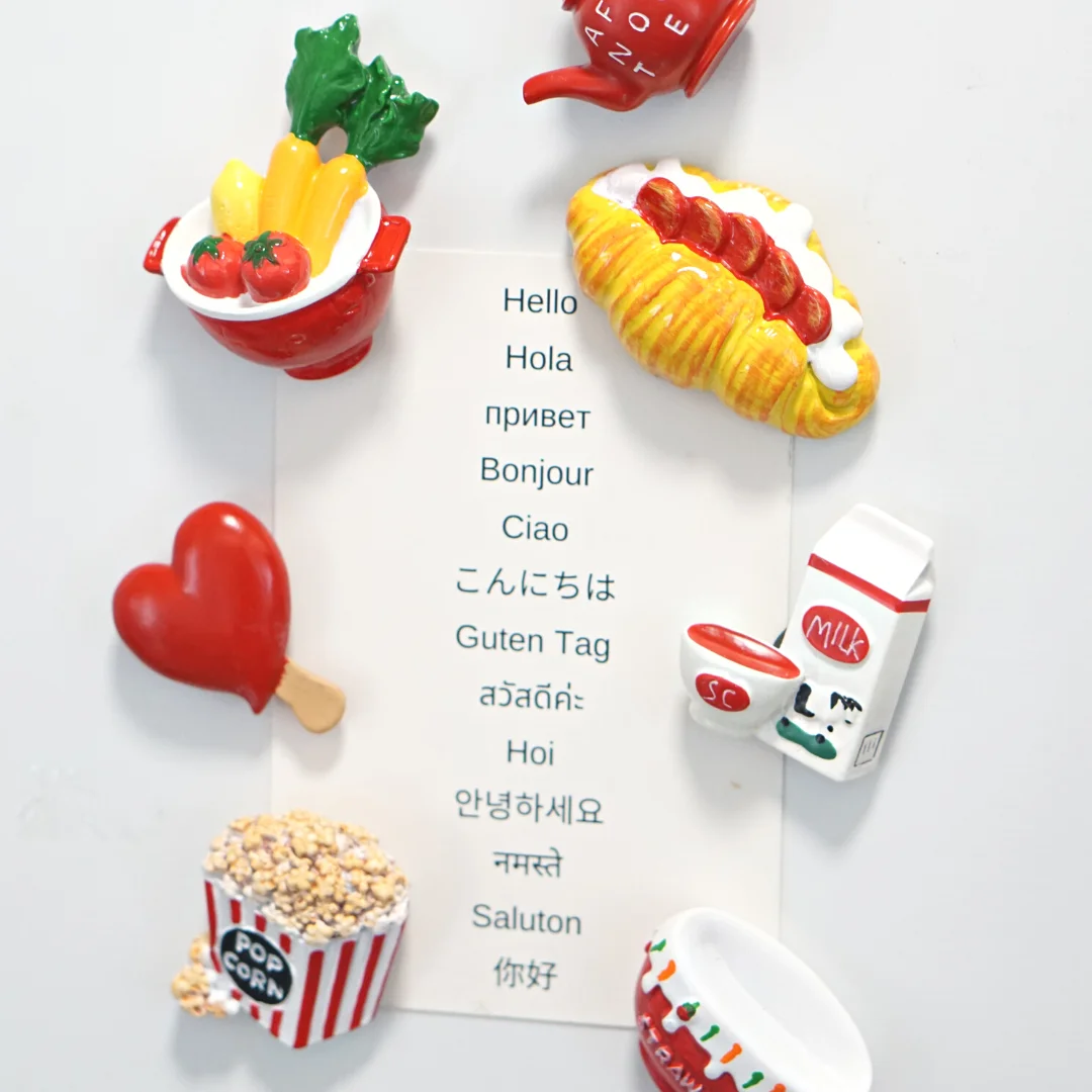 Red Food Geladeira Ímãs, Bule, Crossaint, Leite, Geladeira Tomate, Adesivos Magnéticos, Decorações Home, Presente Cozinha Criativa