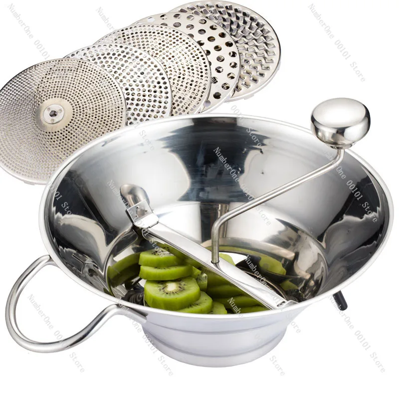 304 Stainless Steel Manual Food Grinder, Multi-Function Vegetable & Fruit Mud Maker for Kitchen Use