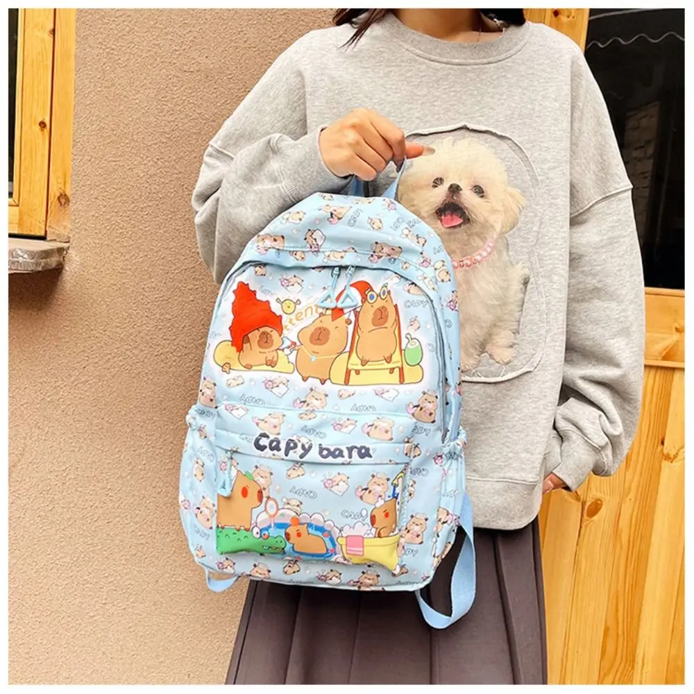 New Large Capacity Capybara Backpack Cartoon Breathable Student Schoolbag Ultra-light Nylon Book Bag