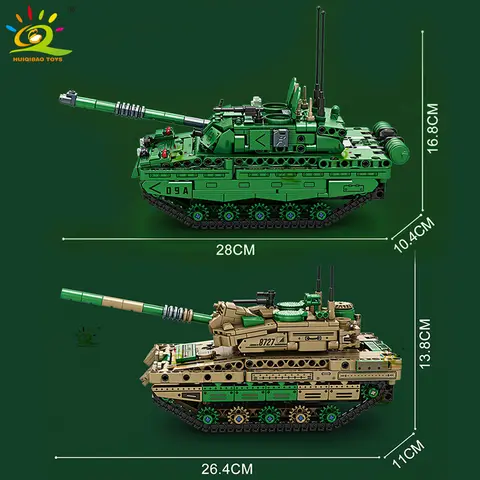 HUIQIBAO RC WW2 Militär Tank Byggstenar Set för Barn Fjärrstyrda Armétegelstenar Leksak Stad Byggstenar Barn Present 8 best sales Lego RC-stridsvagn - №3