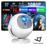 XGODY 350 Ansi 4K 1080P Android Projector WiFi6 Bluetooth 50% Zoom Home Theater Movie Projectors for Entertainment