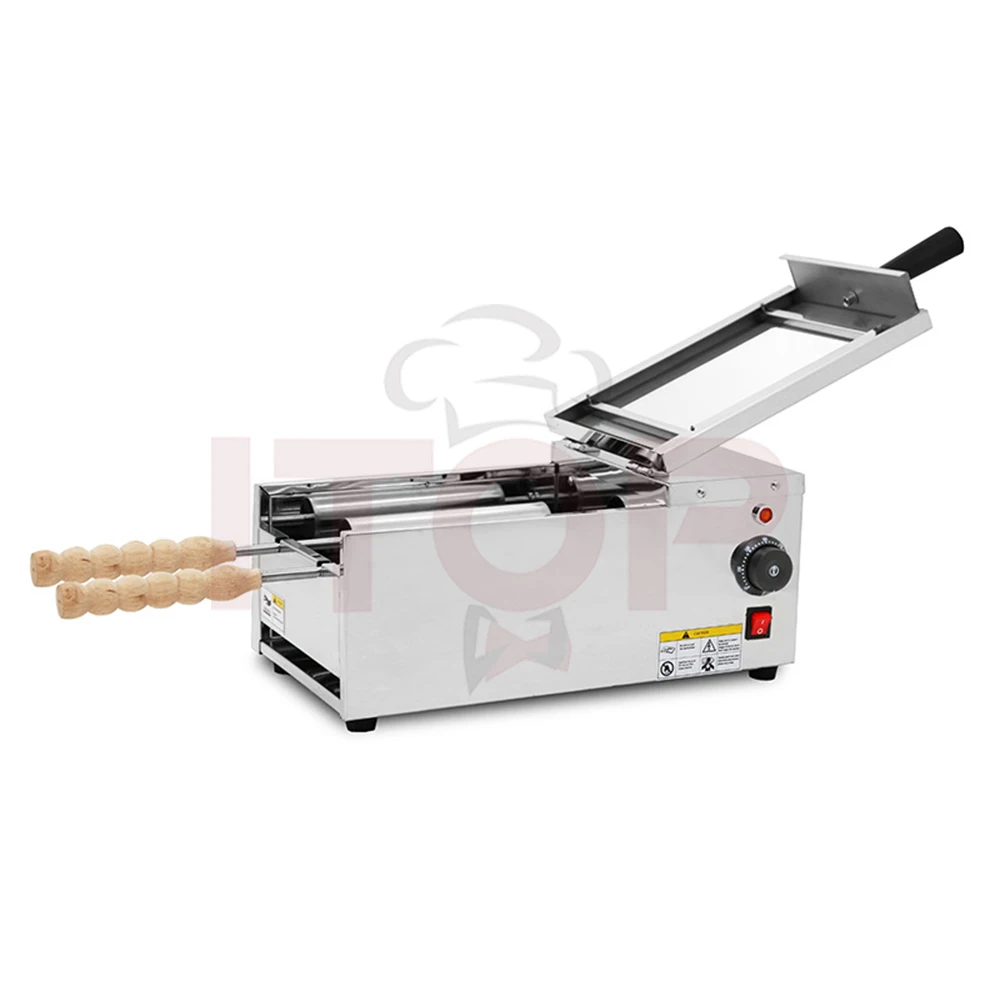 ITOP-Machine électrique à 2 rouleaux en acier inoxydable, appareil de cuisson pour gâteau, Kurchassis, Kalacs, four à crème glacée, 1500W, JxCone