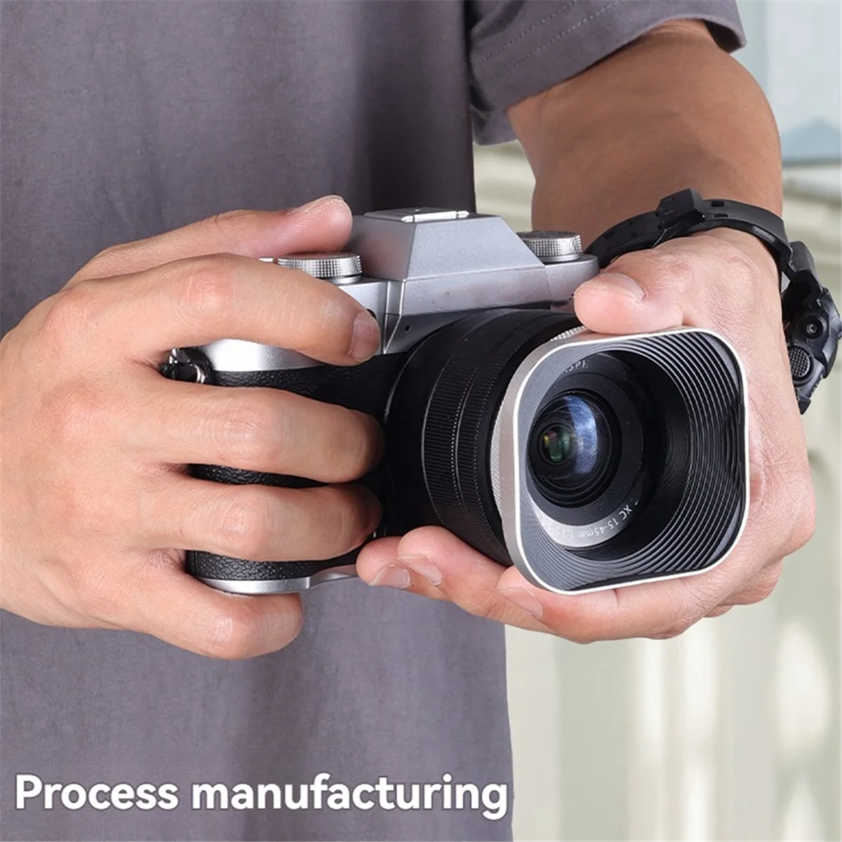 RISEN 52 ملم عيار SLR غطاء عدسة صغير فردي مربع من سبائك الألومنيوم لهاتف Sony وCanon وNikon وكاميرات Fujifilm باللون الأسود