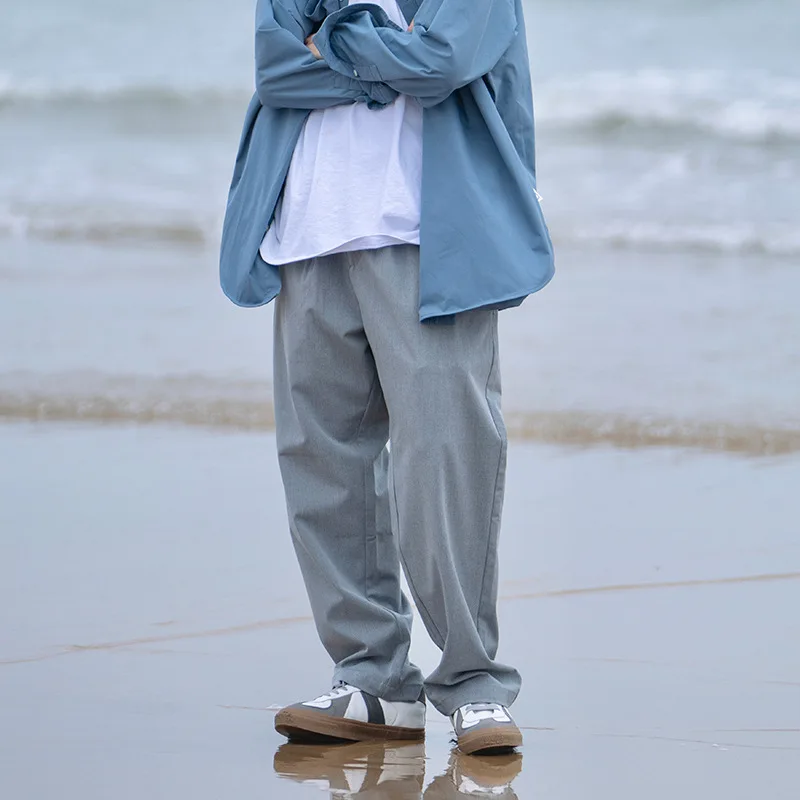 

Men's Casual y Sle High Densi Drapey Pleated ape Slim Fit Cotton Trousers Faionable Urban Long Pants