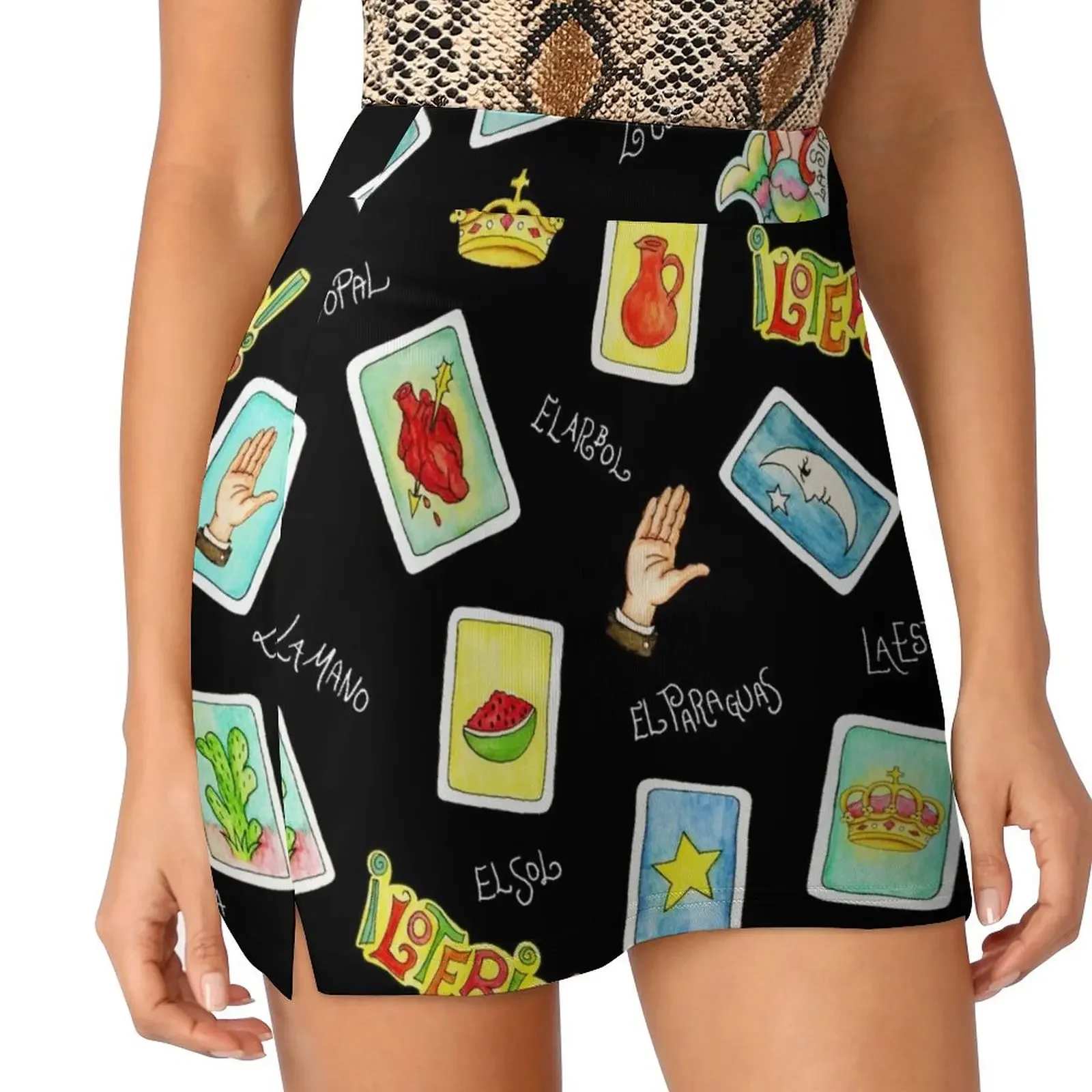 Loteria cards and symbols Mini Skirt Womens dresses night club outfits womens clothing