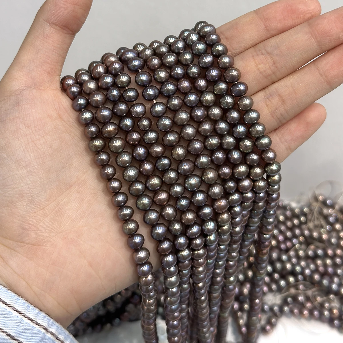 5-6mm Coffee-colored Dyed Pearls Potato-shaped Natural Freshwater Pearls Beads for Jewelry Making DIY Necklaces Accessories 36CM