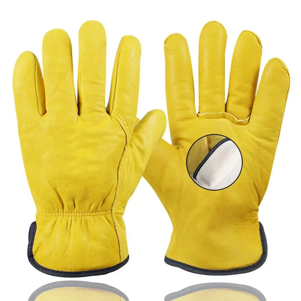 A Pair Cleaning Thickened Freezer Cold Leather Garden Plush Work Gloves Winter Warm Driving Gloves Labor Gloves