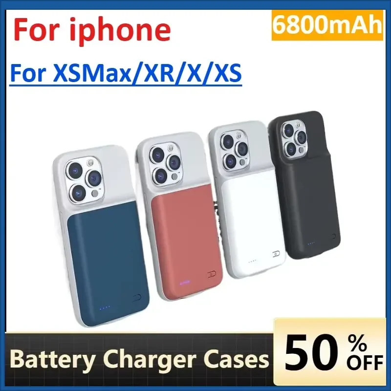 

6800mAh For iphone XS Max Battery Case for iPhone XR External Bank charger Case For iphone X XS Smart Power Bank Charger
