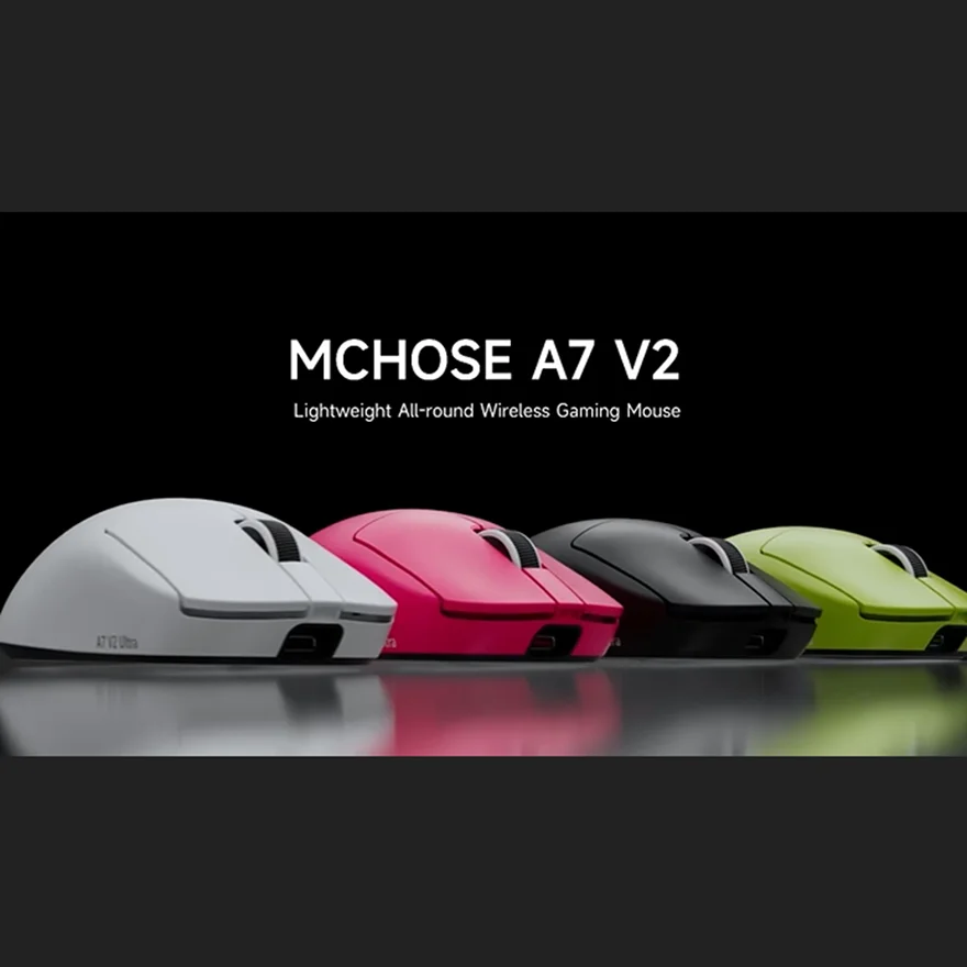 MCHOSE A7 V2 Pro+ Ultra+ Tri-Mode Lightweight Wireless Gaming Mouse Dual 8K 500mAh 42000dpi PAW3950 Ti Ergonomics E-sports Mouse