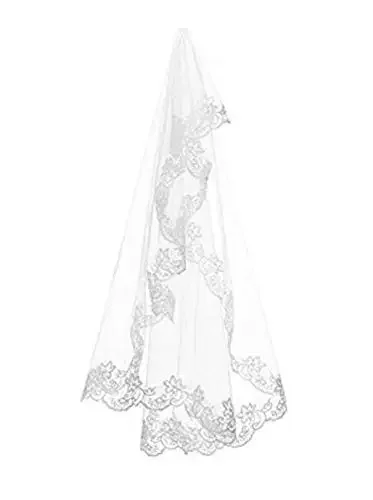 One Layer White and Ivory Lace Edge Bridal Veils Wedding Accessories