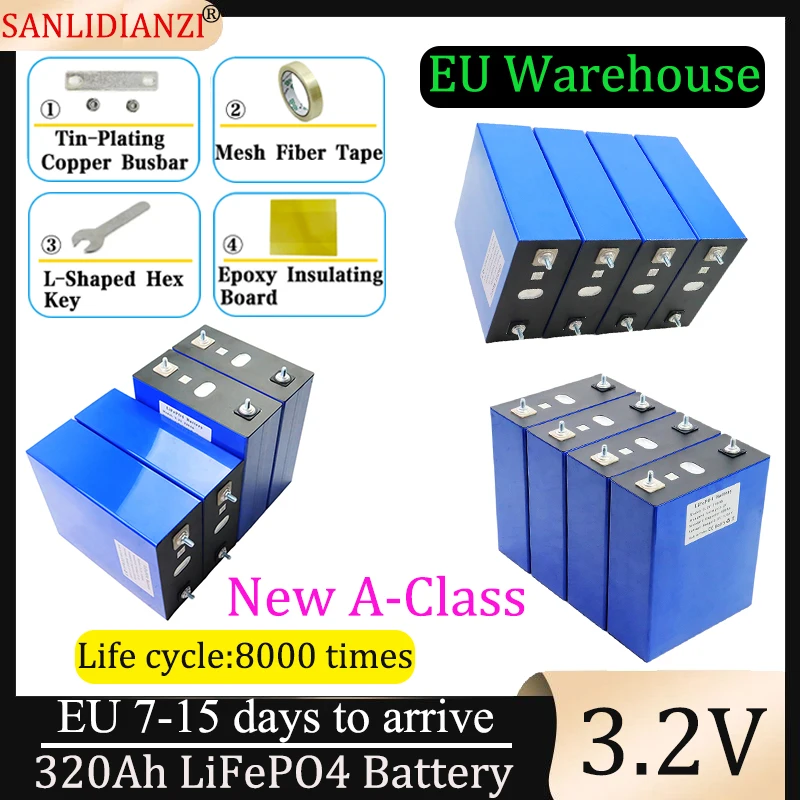 

12PCS Brand new 3.2V 320Ah Lifepo4 rechargeable battery pack DIY 12V24V 48V RV solar storage golf cart battery Grade A tax-free