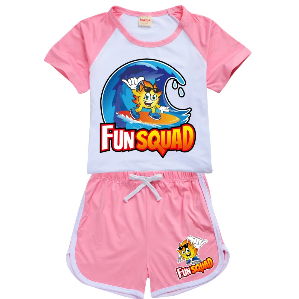 Children Summer Clothing Cotton Short Sleeve T Shirt+Pants Sets Baby Girls Boys Fun Squad Games Sport Suits Kids Clothes Set