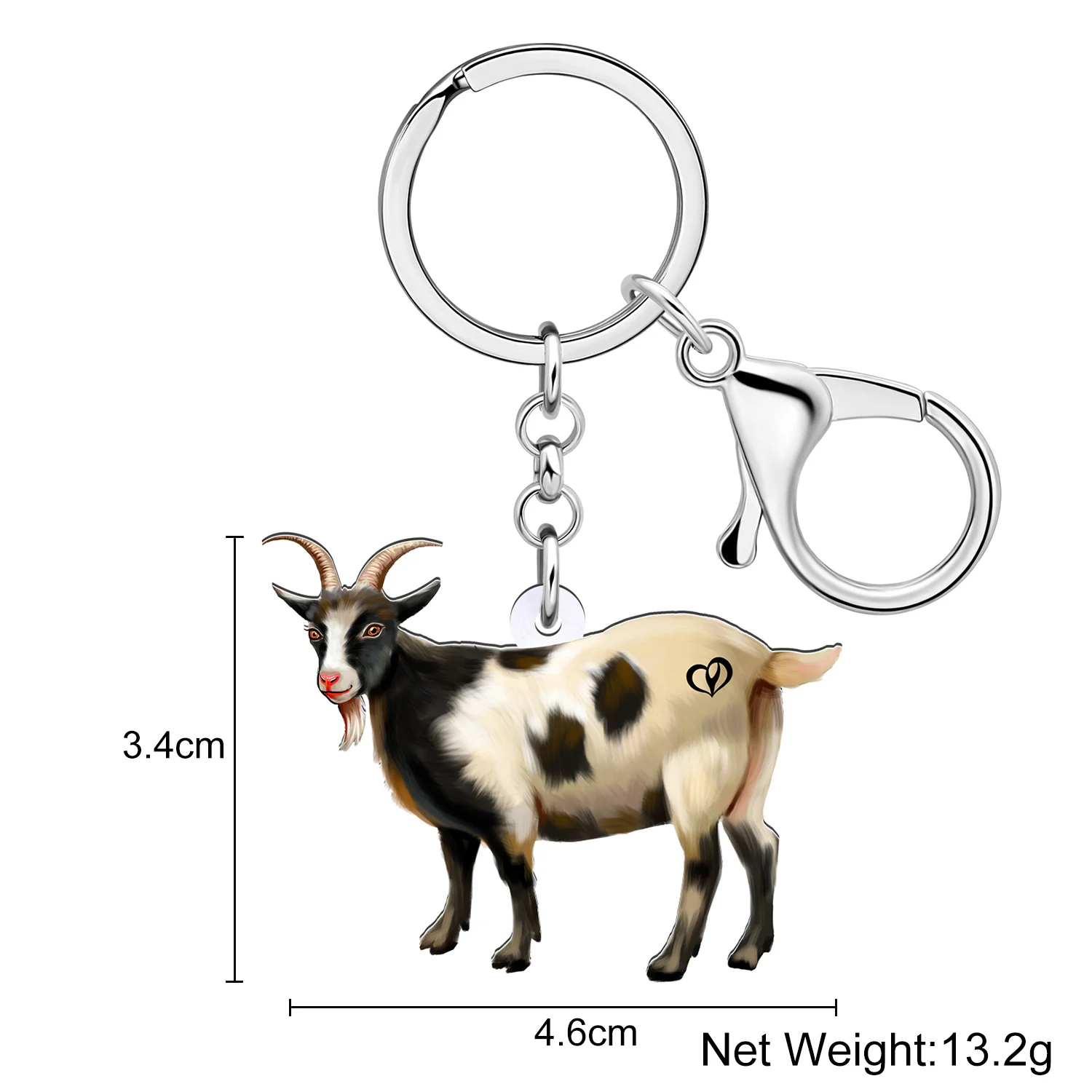 Bonsny Acrylic Cute Horn Goats Key Ring Novelty Animals Keychain Key Chains For Women Friends Gifts Car Wallets Charms Jewelry