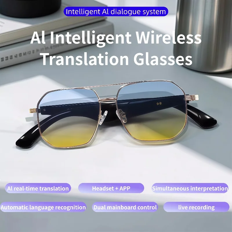 GY300 Al gafas de sol inteligentes con traducción inalámbrica, gafas de sol con Control remoto por voz, gafas de música, gafas impermeables