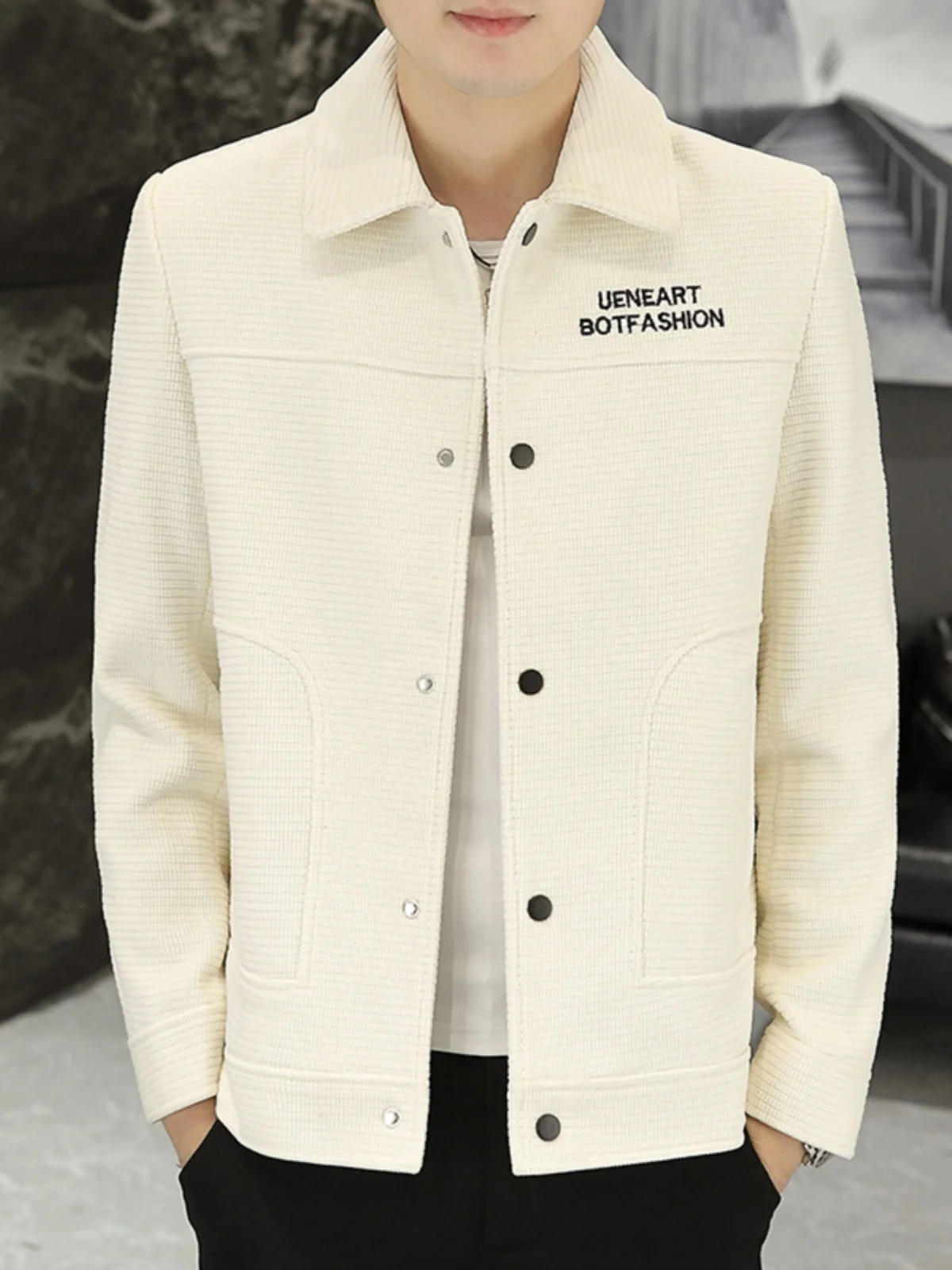 

Trendy Men's Woolen Jaet Casual Workwear Sle Autumn Winter Outerwear Polyester Fabric Long Sve Slim Fit Faionable