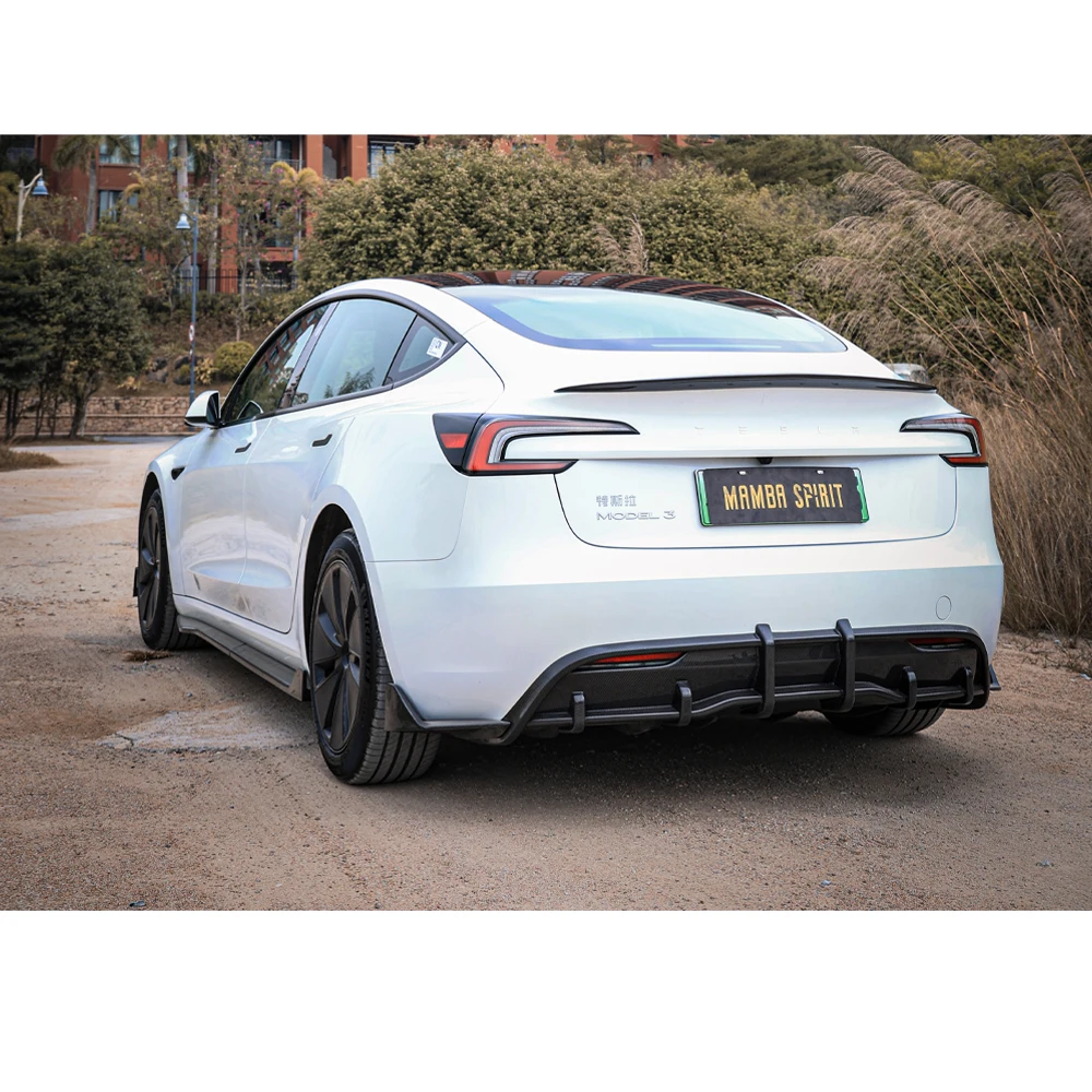 For the New Tesla Model 3 Highland 2024 Real Carbon Fiber Rear bumper diffuser Rear Lip Collision and scratch Resistant Body kit