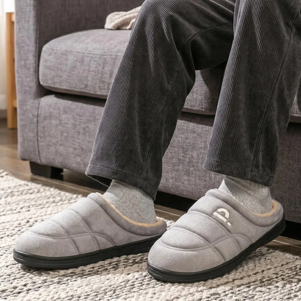 Herren-Hausschuhe aus Wildleder für den Winter, TPR-Sohle, Memory-Schaum, Baumwolle, warm, rutschfest, bequem, für Zuhause, große Größen 50/51 – Detail 10