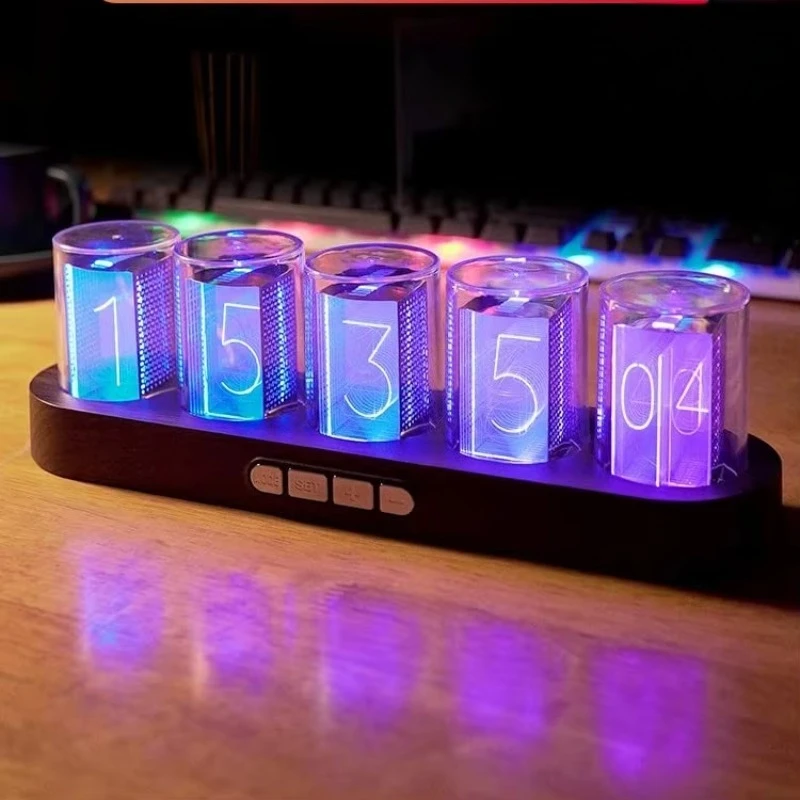 Creative atmosphere light electronic digital clock full color RGB custom time date color brightness integrated retro tube clock
