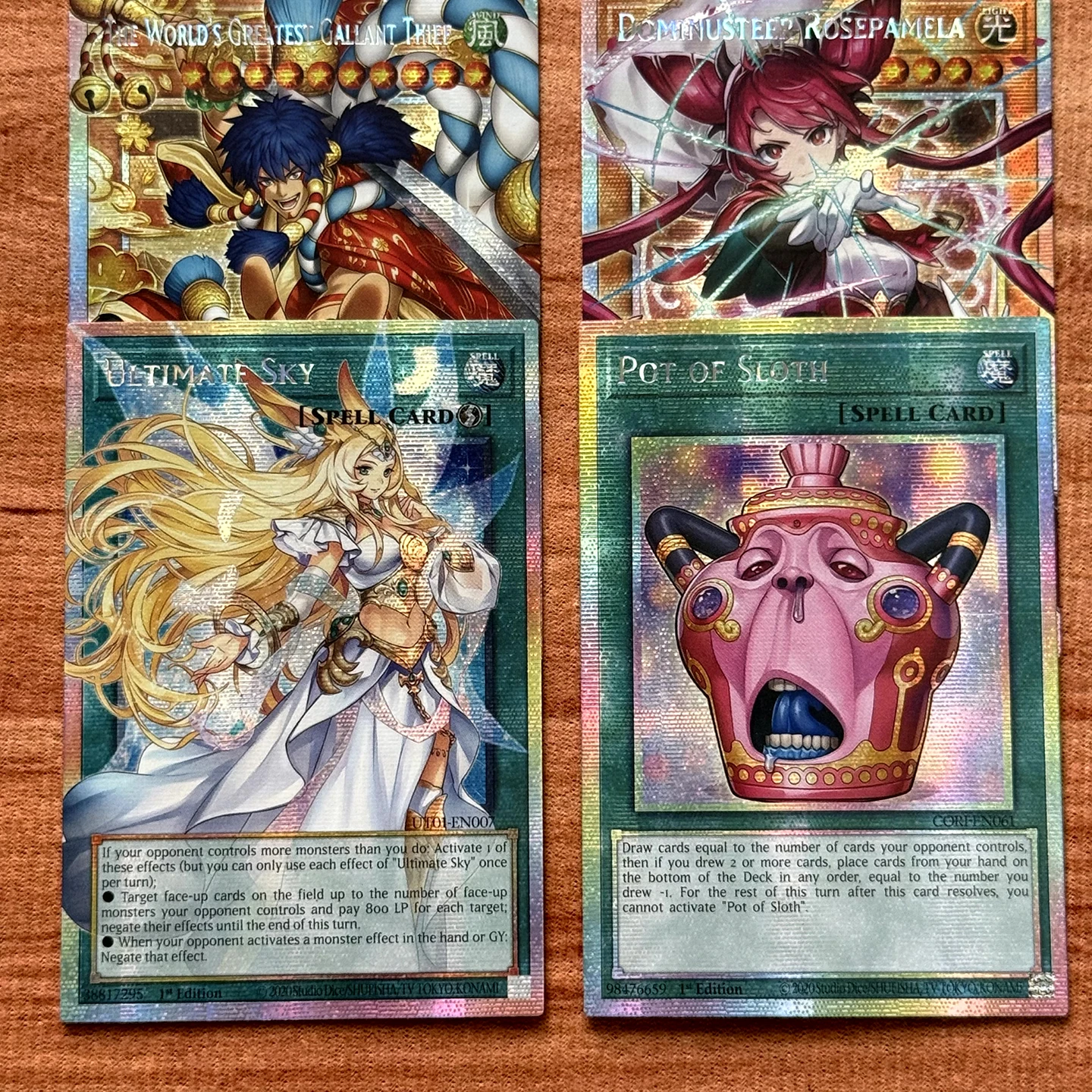 ORICA YUGIOH Fanmade Proxy Cards Secret Dominusteer Rosepamela The Great Gallant Bandit Ultimate Sky Pot of Sloth not original