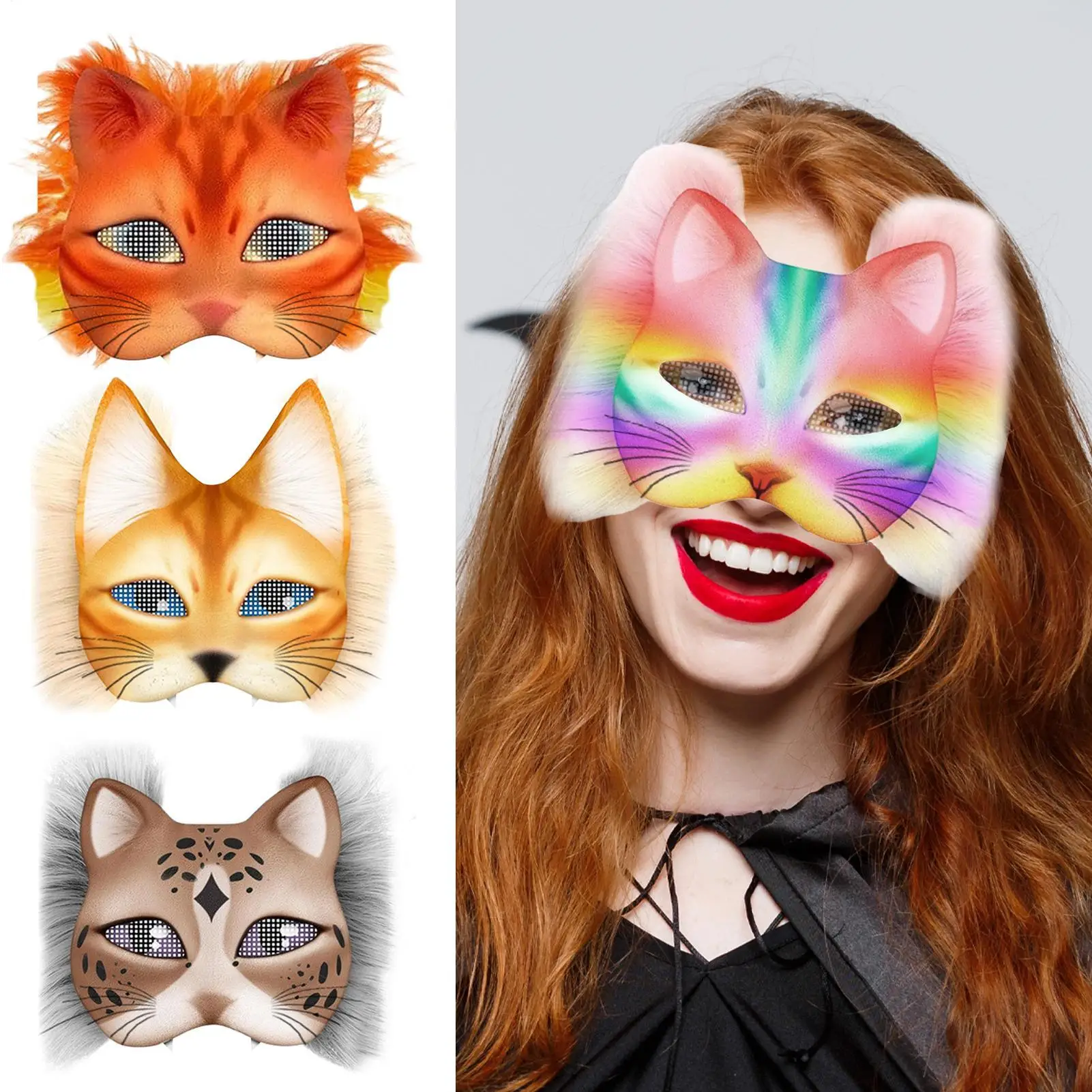 

42 шт., комплекты костюмов ручной работы с кошачьим лицом, фетровая ткань, маски животных, аксессуары для костюмов, подходят для костюмированной вечеринки на Хэллоуин