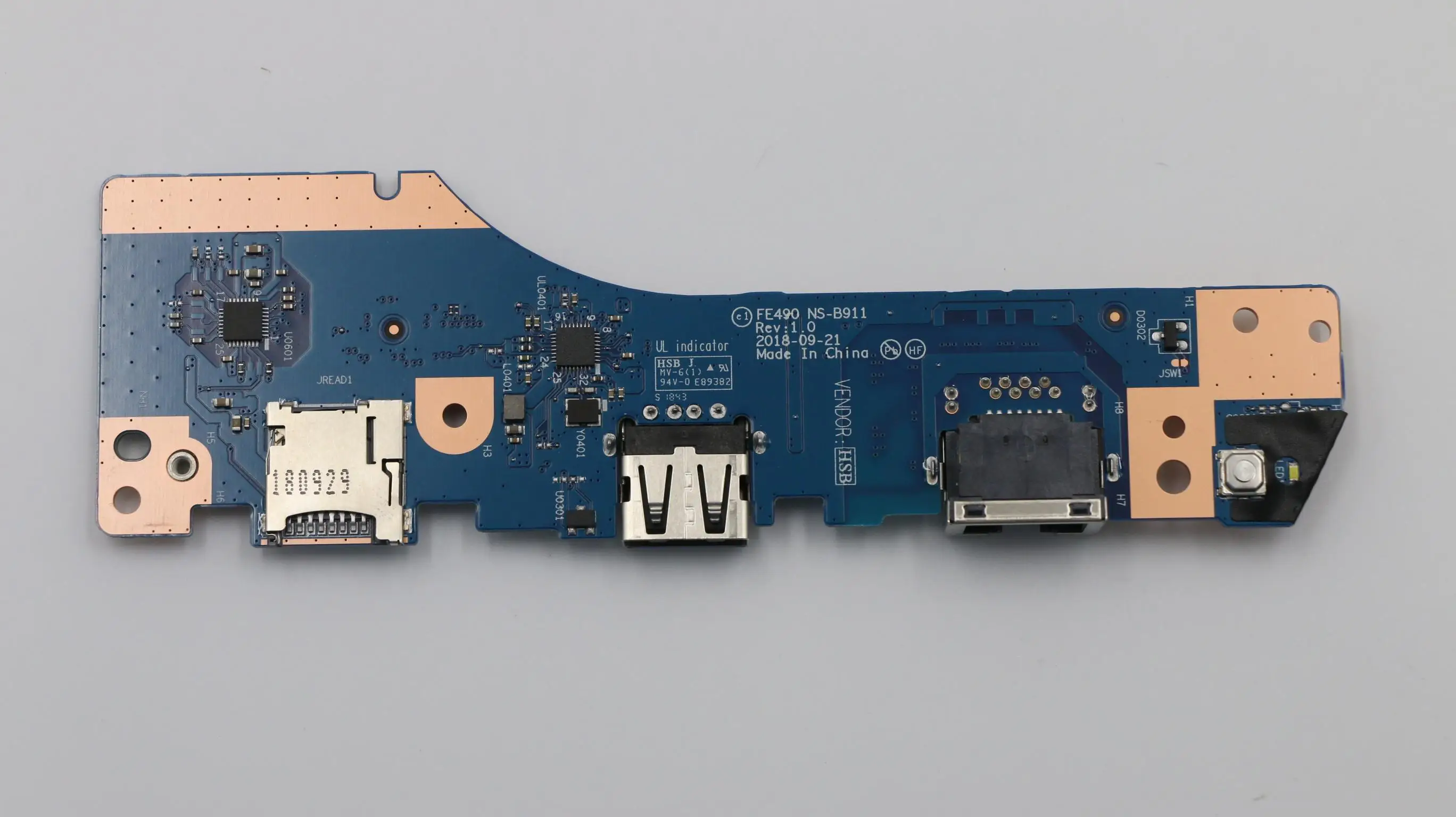 FOR Lenovo thinkpad E490 Switch Board USB Board Network Card Board NS-B911 FRU 02DL870 Sub Card E490 I/O board
