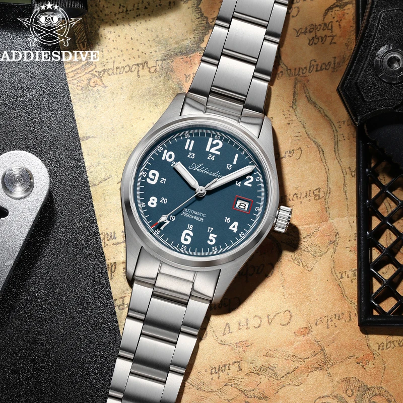 Addiesdive ساعات المعصم الميكانيكية للرجال 39 مللي متر العلامة التجارية الأعلى الياقوت الزجاج BWG9 ساعة مضيئة 200 متر مقاوم للماء ساعة كلاسيكية عتيقة