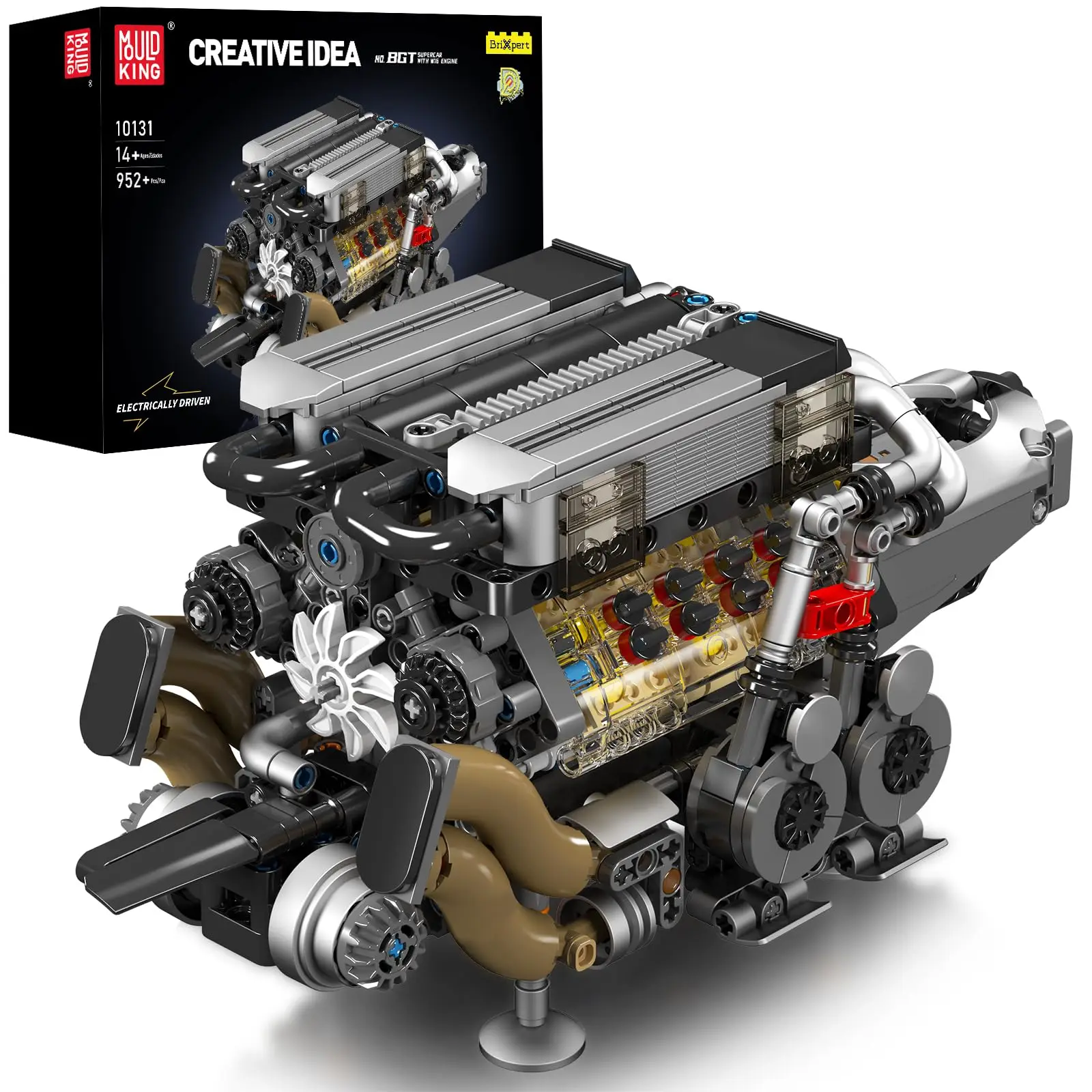 Mini-Motormontage-Modellbausatz – Ein funktionierendes W16-Verbrennungsmotormodell mit 955 Teilen, geeignet für Erwachsene, ein lehrreiches und unterhaltsames Technik-Montageset.