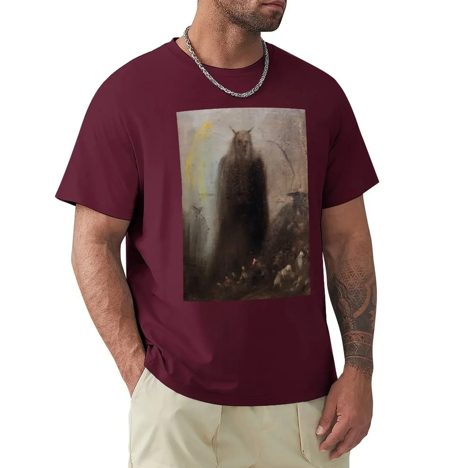 New fashion heavyweight vintage Francisco de Goya (1746 – 1828) - Ghostly  (1801) vintage sublime designer t shirt men