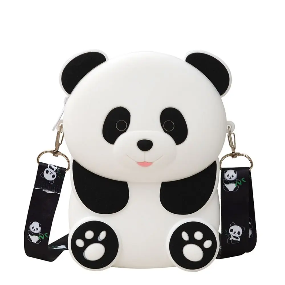 Bolso cruzado de Panda de dibujos animados para mujer, bolsa de silicona multifuncional con diseño de Panda, billetera con cremallera, monedero de dibujos animados