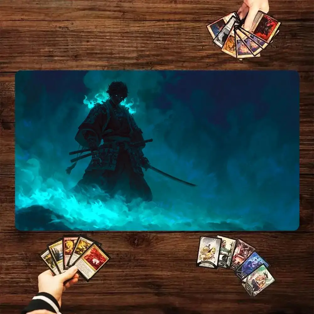 

Фэнтези самурайская иллюстрация MTG Playmat Magic Card Battle Mat 35X60CM Настольный коврик tapete Magic mtg Нескользящий прочный сшитый край