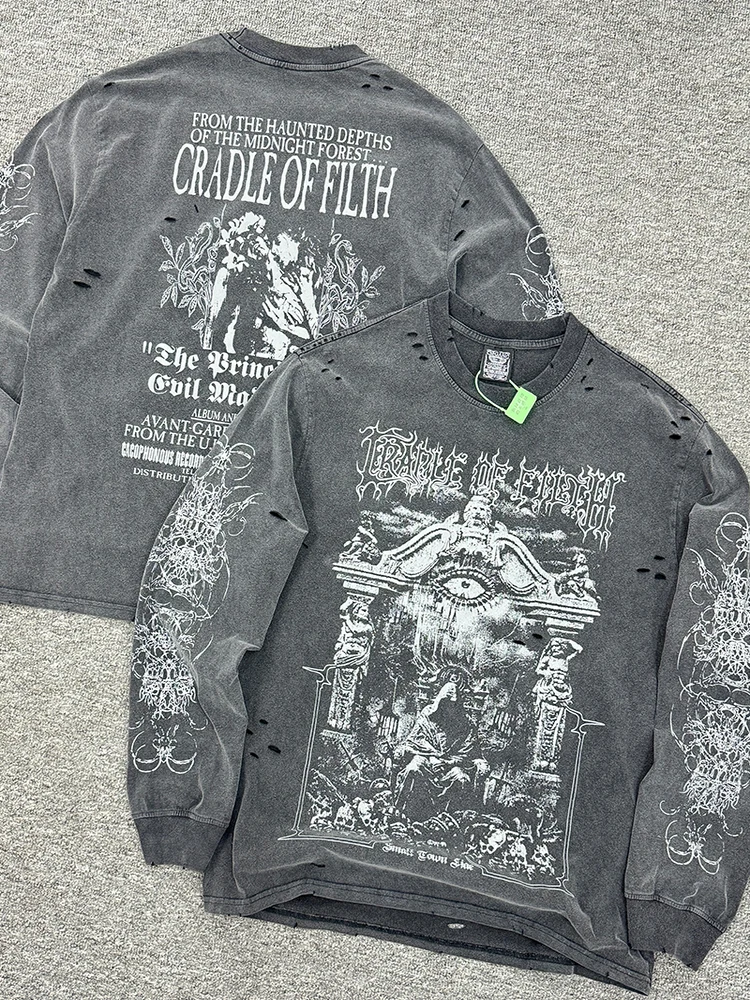 

Футболка Cradle of Filth Limited Edition Distred Long Sve ex Vintage Wa Wear с креативным принтом Everyday Faion