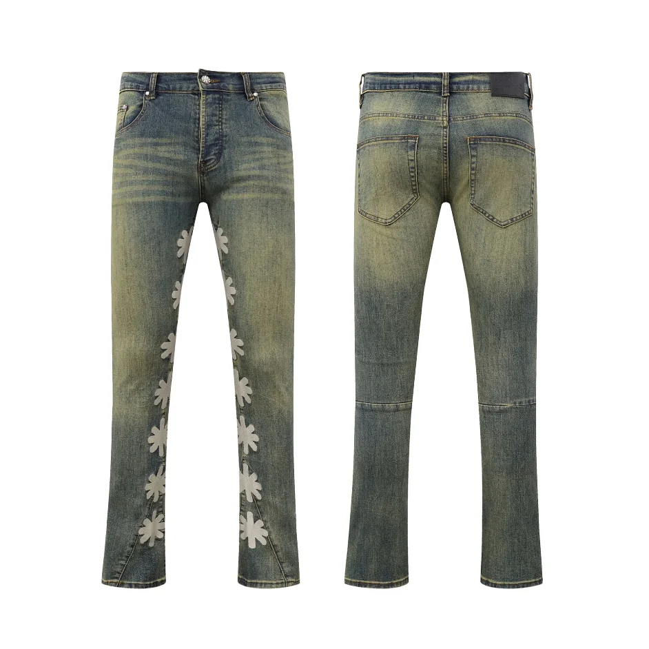 

LOSTSHDWS LOGO JEANS Minimalist Fashion Jeans Long Pants Slim Fit Embroidered Distressed Jeans