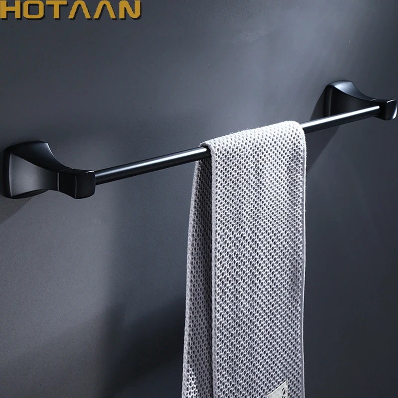 .  Matte Black Finish Aluminium Bathroom Accessory Single Towel Bar Towel Rail Towel Holder 30/35/40/50/60cm