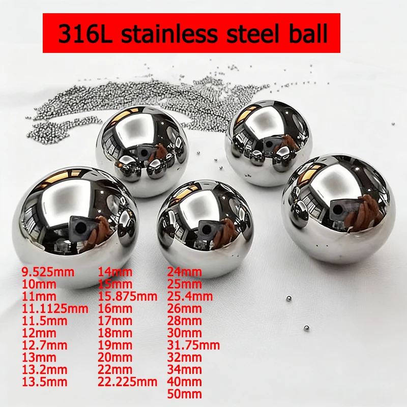 

316L Stainless Steel Ball High Precision Solid Smooth Round Beads Dia 9.25mm‑50mm for Bearing Slingshot Bike Scooter DIY Crafts