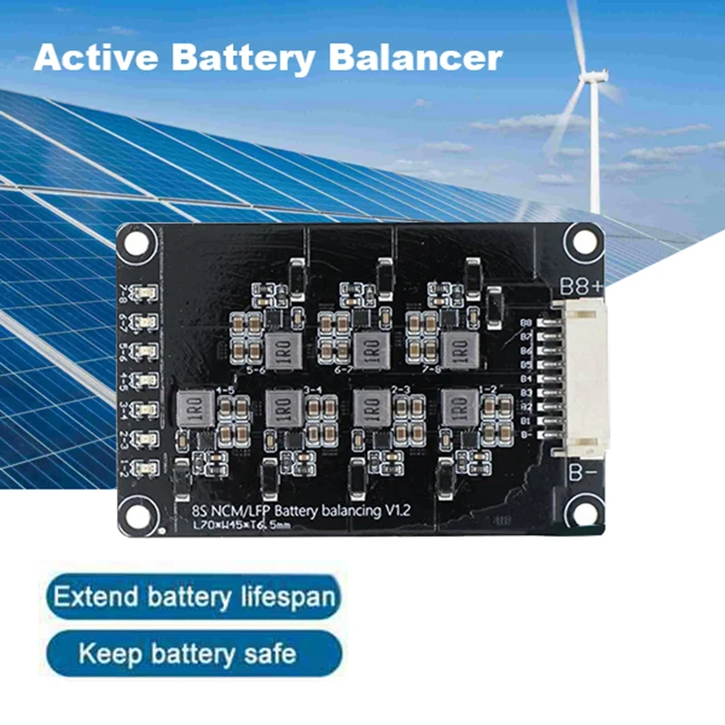 Módulo Equalizador Ativo, Li-Ion, LiFePO4, Bateria De Lítio, Transferência De Energia, 1.2A, 8S