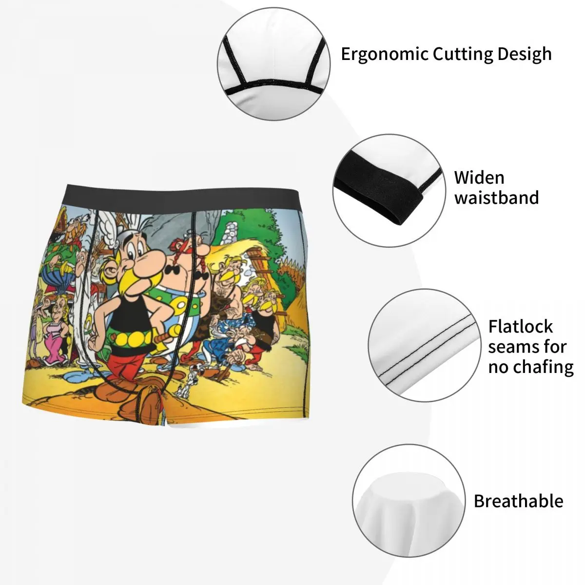 Anime Asterix And Obelix Underwear Men Stretch Anime Cartoon Getafix Boxer Briefs Shorts Panties Soft Underpants For Male