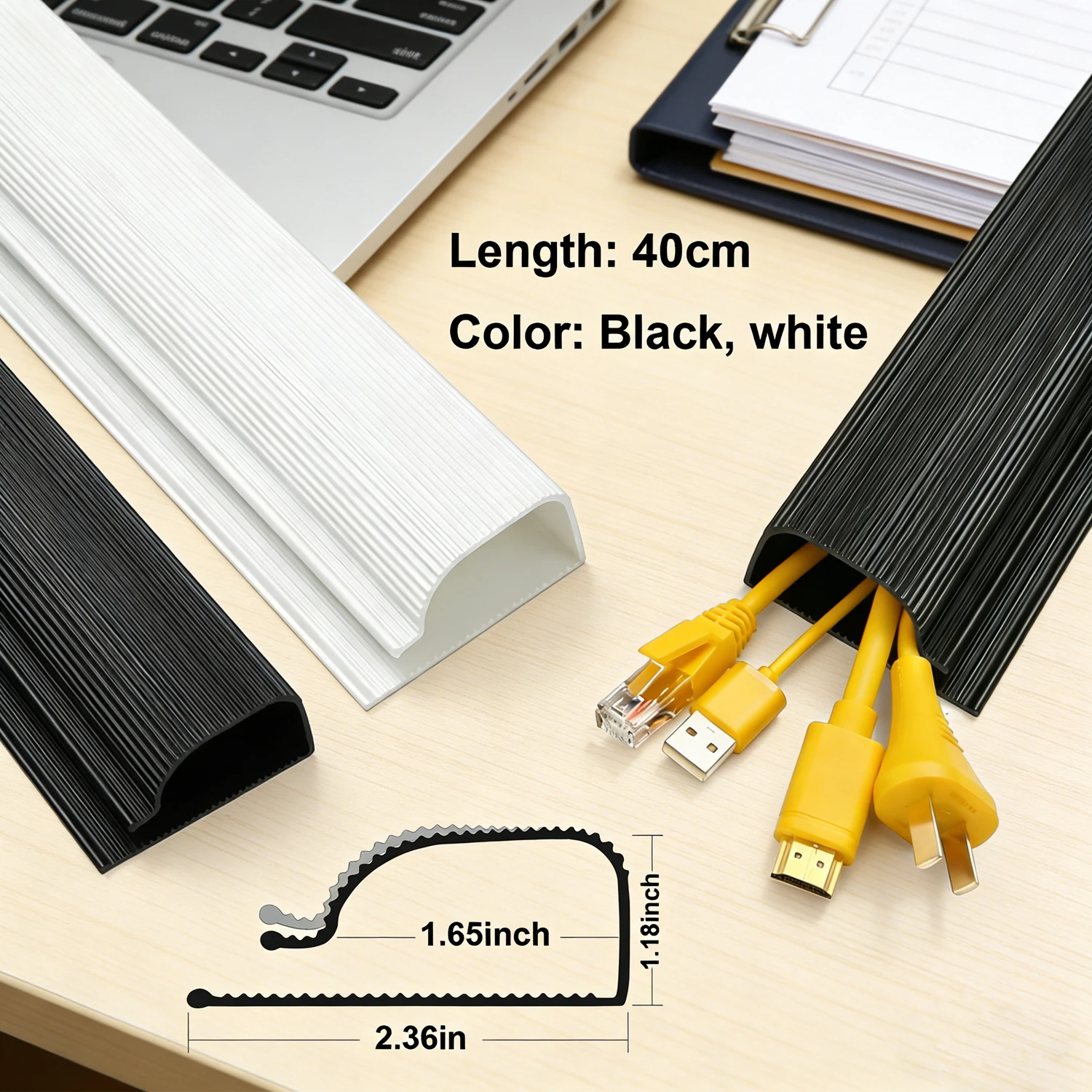 

40cm self-adhesive under desk cable organizer - suitable for home and office cable trays easy to install no drilling required