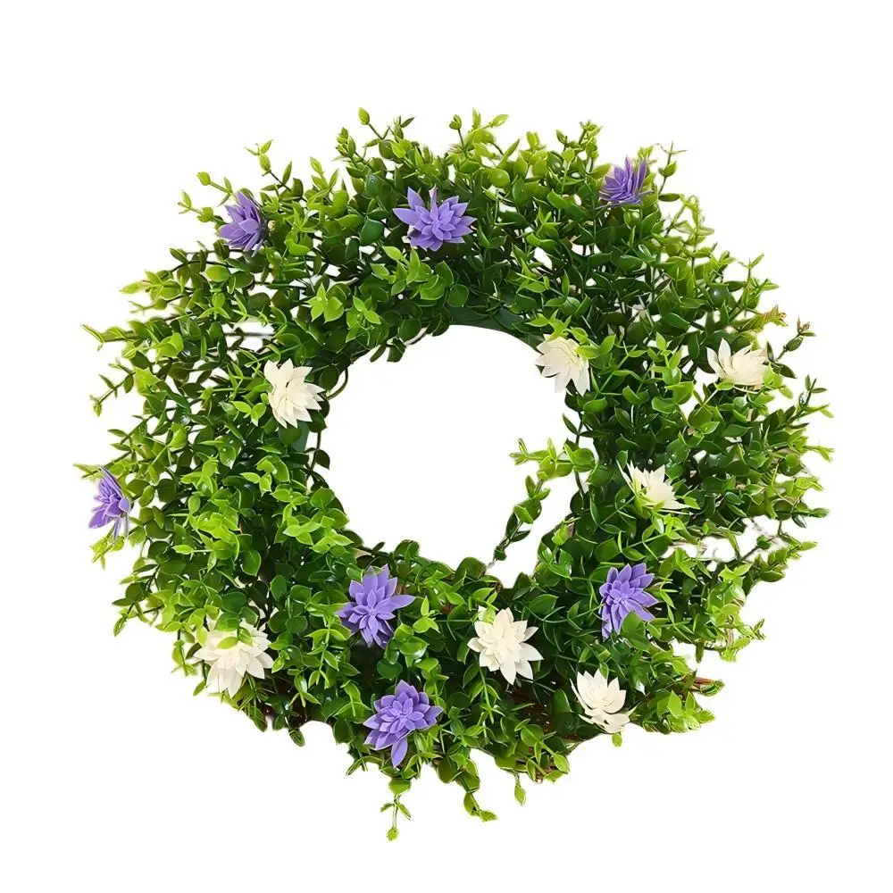 Wildflower Hanging Wreath for Garden Fence Outdoor Decor Plastic Ornament Suitable for Front Door Porch Balcony Home Decoration