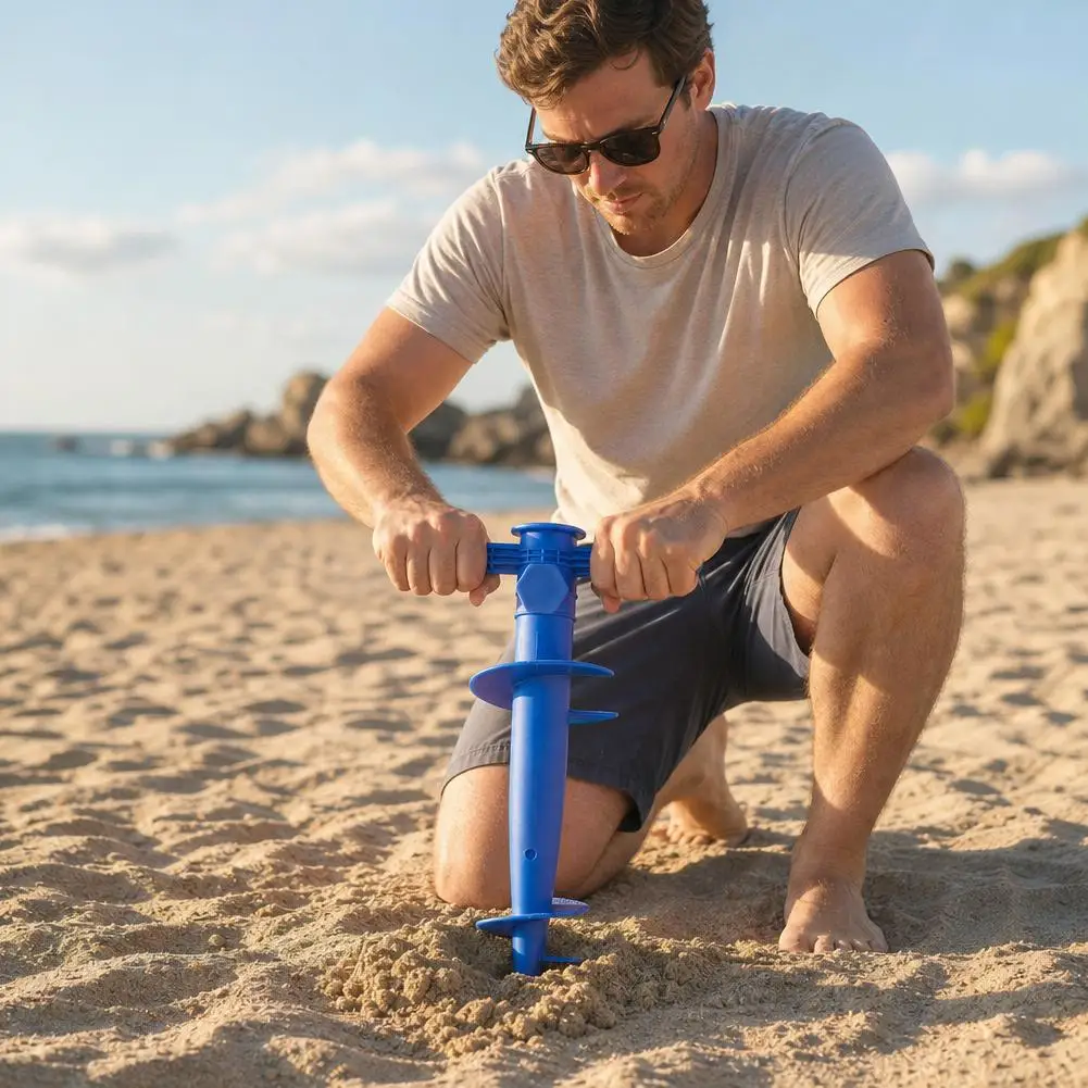 Adjustable Umbrella Base Plastic Sand Anchor Spike For Beach Patio Garden Umbrella Stand