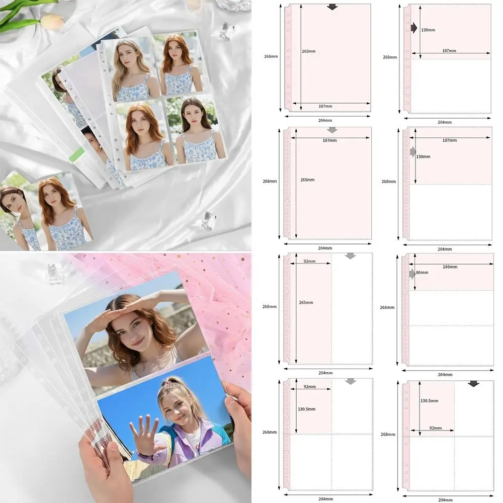 Inner Page Card Binder B5 Photocard Binder Sheets Transparent PP Acid Free Photo Album Refill Pages Multiple Pockets Sleeve