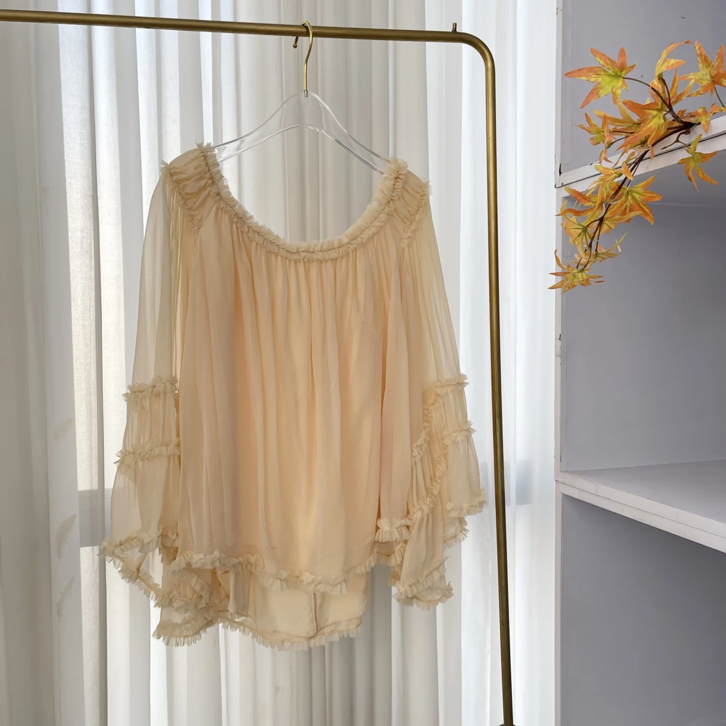 

Blouse Tops and Pants Set for Ladies 2026 New Fashion Orange Casual Style Tie Dye Long Sleeve