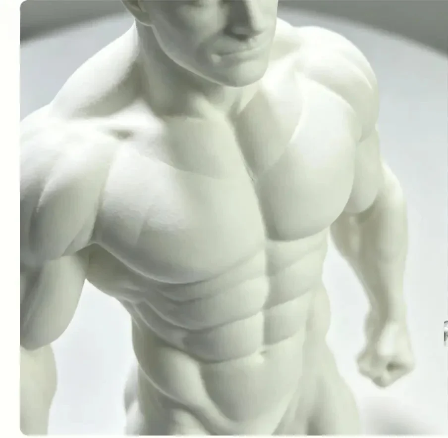 Bodybuilding Strongman - 3D Printed White Mold Of Arm-Extended Muscle Figure - 20cm Fitness Male Desktop Decorative Item