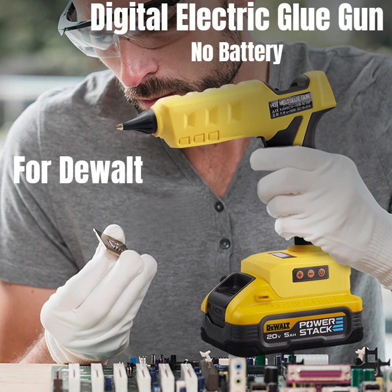 For Dewalt Battery Hot Glue Gun Without Battery 11mm Professional Silicone Gun Digital Adjustable Temperature Dual Power Supply