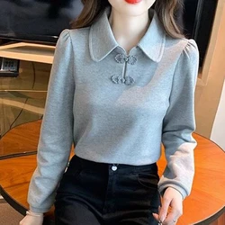 Women's Autumn Winter New Fashion Elegant Half High Neck Pullover Long Sleeve Solid Color Bottom Casual Western Versatile Tops