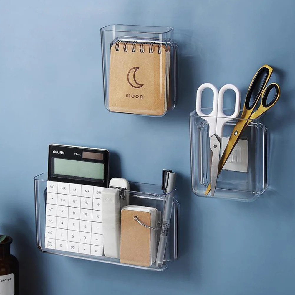 

4pcs Wall Mount Storage Boxes Wall Mounted Phone Holder Organizer Bins Kitchen Bedroom Closet Snack Rack Cabinet Drawer